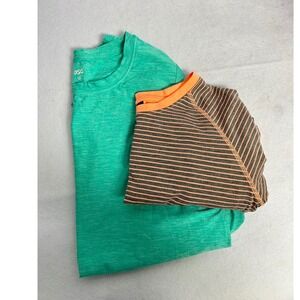 Athletic DSG & RBX Womens Size M Green Orange Striped Long Sleeve Shirt Lot 2pc